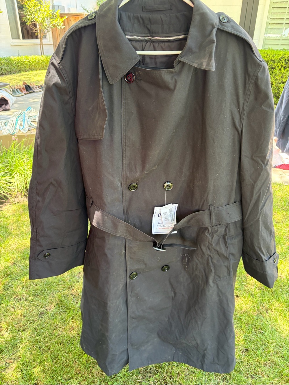 Black Double-Breasted Men’s Trench Coat - Brand Unspecified